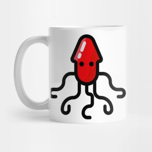 Swimming Octopus Squid Red Mug